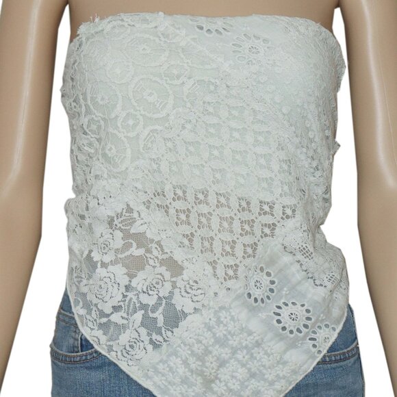Free People FP One Raya Lace Bandana Top Cropped Smocked Strapless XS - Picture 4 of 7